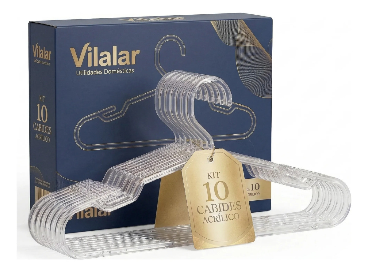 Kit 10 Cabides de Acrílico Cristal